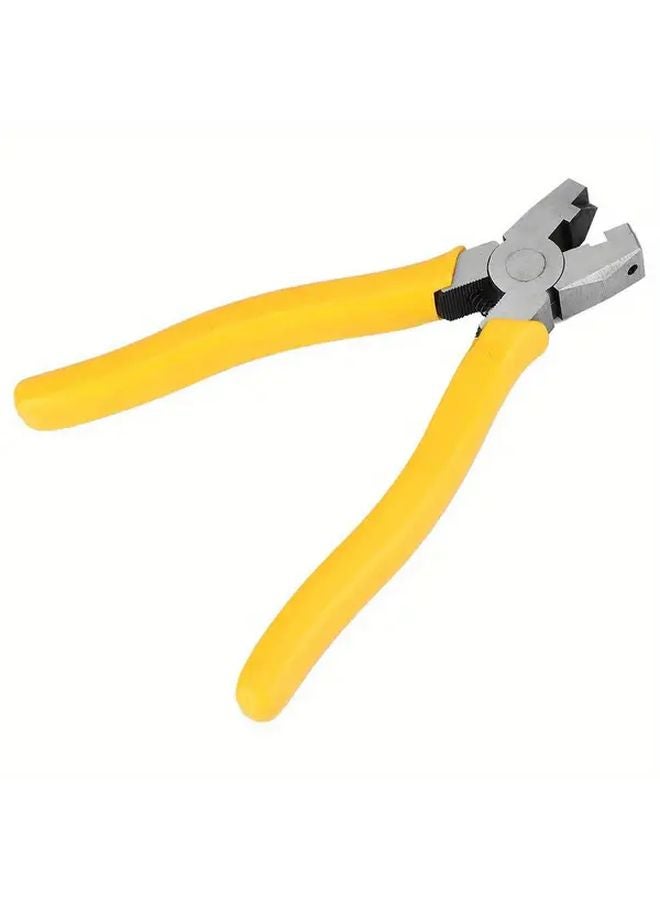 Yellow 8 Inch Aluminum V Groove Notch Cutter Pliers Ergonomic Grip Frame Folding Tool - Image 3