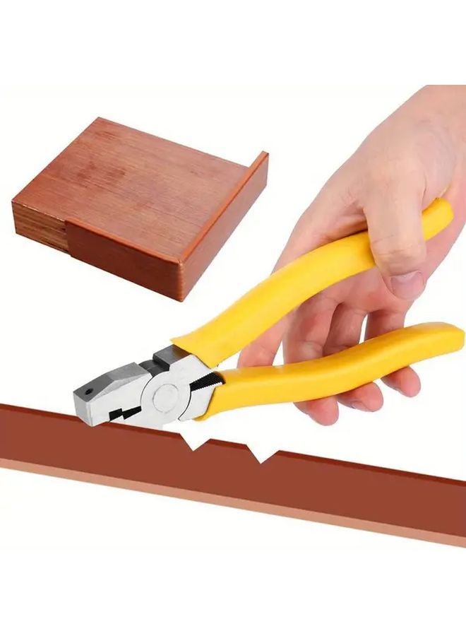 Yellow 8 Inch Aluminum V Groove Notch Cutter Pliers Ergonomic Grip Frame Folding Tool - Image 4