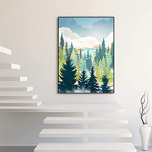 Hestarcul 5D Diamond Painting Scenery Kit,Diamond Art Kits for Adults,Abstract Landscape Paint with Diamonds Round for Gift,Wall Decor(12x16) (Forest) - Image 3