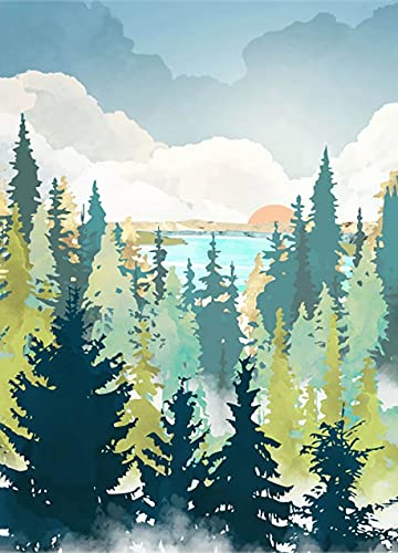 Hestarcul 5D Diamond Painting Scenery Kit,Diamond Art Kits for Adults,Abstract Landscape Paint with Diamonds Round for Gift,Wall Decor(12x16) (Forest) - Image 1