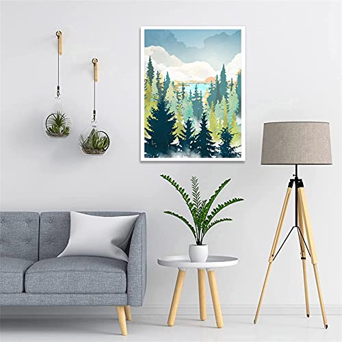 Hestarcul 5D Diamond Painting Scenery Kit,Diamond Art Kits for Adults,Abstract Landscape Paint with Diamonds Round for Gift,Wall Decor(12x16) (Forest) - Image 2