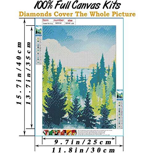 Hestarcul 5D Diamond Painting Scenery Kit,Diamond Art Kits for Adults,Abstract Landscape Paint with Diamonds Round for Gift,Wall Decor(12x16) (Forest) - Image 4