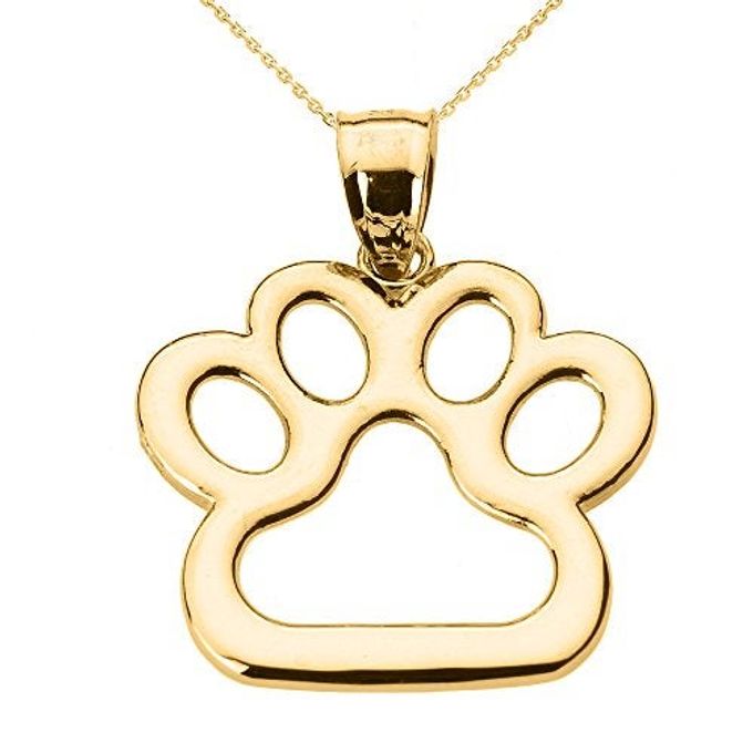 Claddagh Gold Polished 10K Gold Dog Paw Print Pendant Necklace, 18" - Image 3