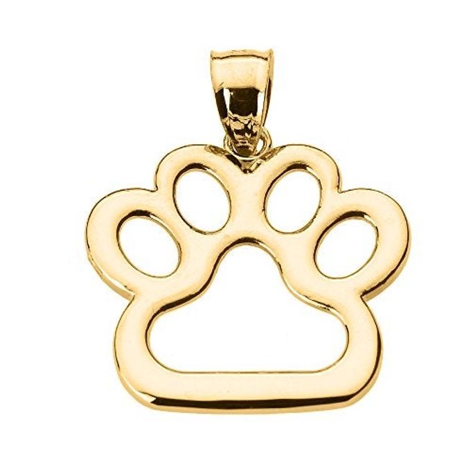 Claddagh Gold Polished 10K Gold Dog Paw Print Pendant Necklace, 18" - Image 5