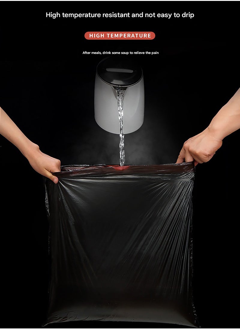 MHD Automatic Drawstring Garbage Bag Portable Thickened Disposable Black 1 Pack 5 Rolls  - Image 3