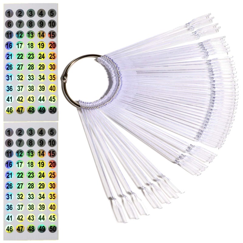 Nail Swatch Sticks with Ring for Nail Color Display Nail Art Supplies Nail Practice Samples 50pcs transparent
