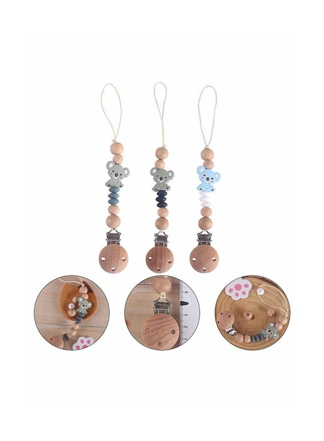 SYOSI Pack Of 3 Pacifier Clip Baby Teething Relief Teether Toy Soothie Holder - Image 3