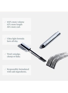 Wonderskin Black Mascara for Volume Length and Curl Lengthening Volumizing Lash Mascara and Smudge Proof Eyelash Mascara  - Image 3
