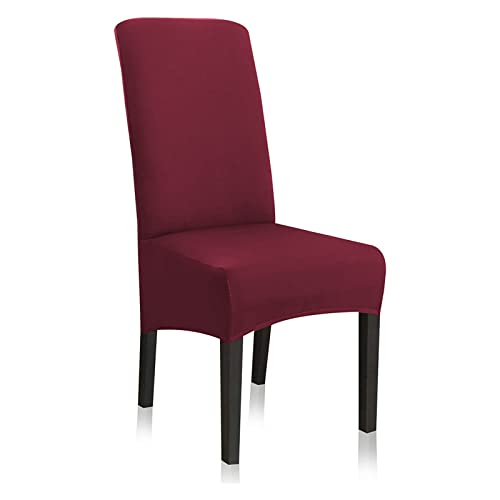 Stretch Dining Chair Slipcovers XLOversized Removable Washable Soft Spandex Extra Large Dining Room Chair Covers for Kitchen Hotel Table Banquet Solid Color 4 Per Set Burgundy Red