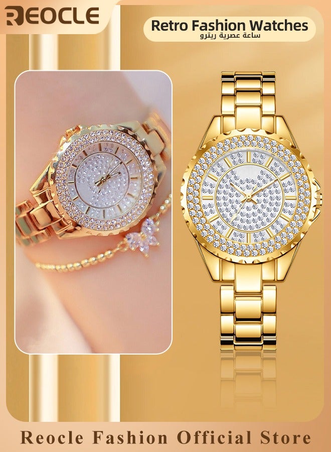 REOCLE Women's Diamond Watch Diamond Gypsophila Wrist Watch Bling Rhinestone Watch with Everyday Water Resistance & Quartz Govement & Stainless Steel Diamond Strap - Image 1