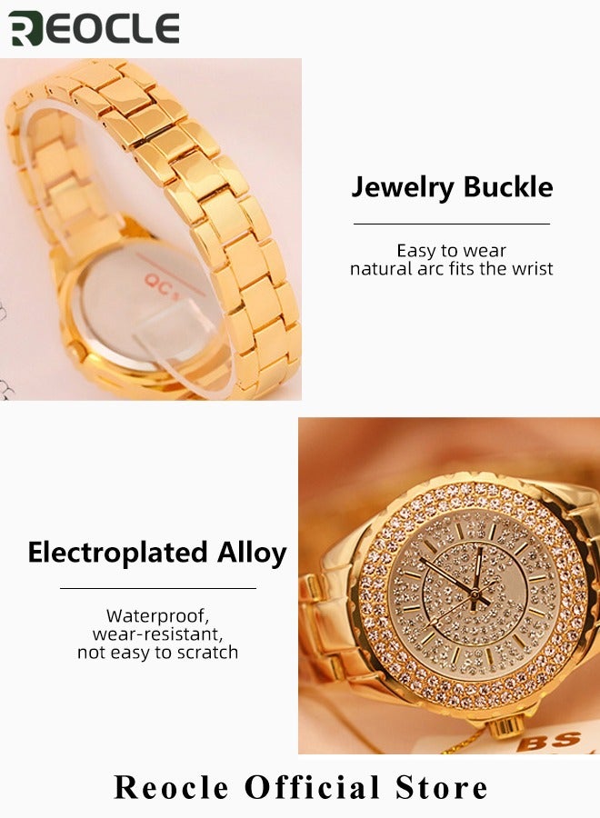 REOCLE Women's Diamond Watch Diamond Gypsophila Wrist Watch Bling Rhinestone Watch with Everyday Water Resistance & Quartz Govement & Stainless Steel Diamond Strap - Image 5