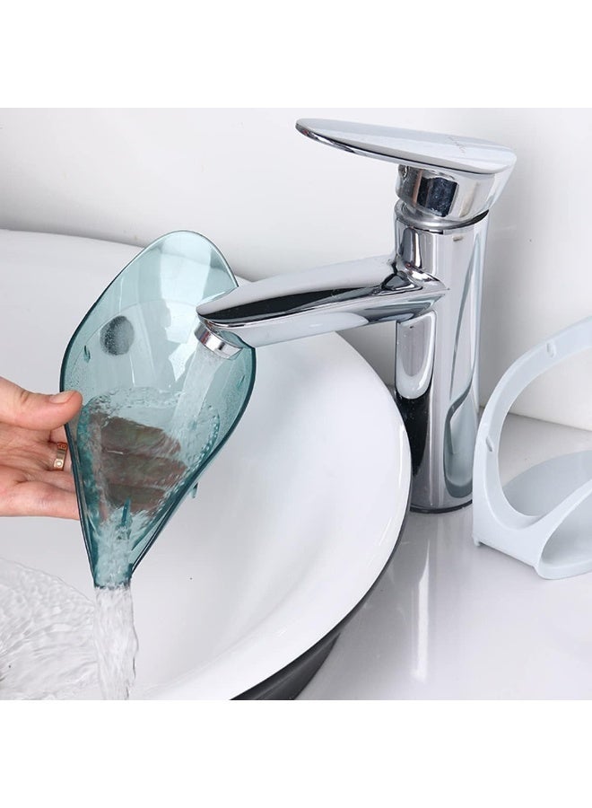 ECVV Leaf Soap Holder Creative Suction Cup Soap Dish Self Draining Bar Soap For Bathroom Shower Portable Leaf Soap Holder Plastic Sponge Tray For Kitchen Bathroom Accessories- Transparent Blue Transparent Blue - Image 5