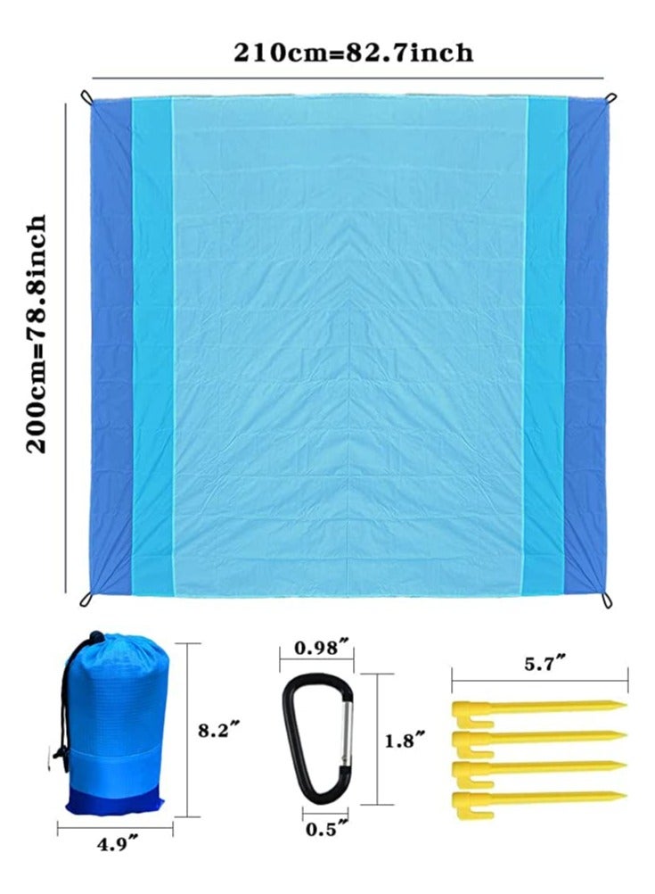 Excefore بطانية شاطئ، بطانية نزهة مصغرة بحجم كبير، مقاومة للرمال، مقاومة للماء 83"×79"، خفيفة الوزن، محمولة، قابلة للتعبئة، ملحقات للتخييم والمشي في الهواء الطلق - Image 5