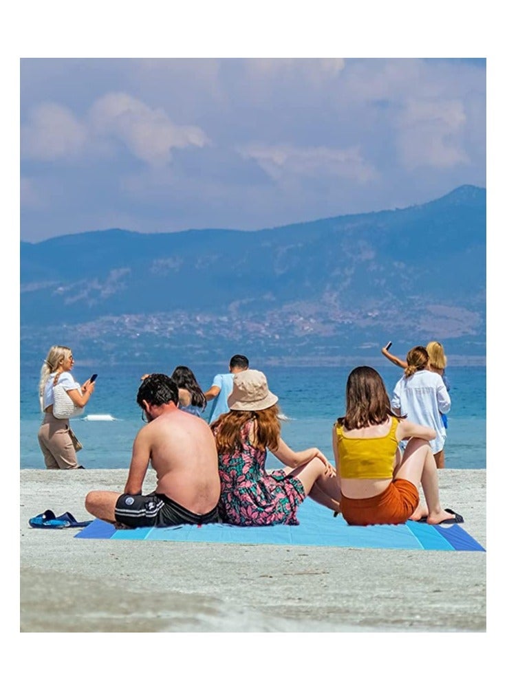 Excefore بطانية شاطئ، بطانية نزهة مصغرة بحجم كبير، مقاومة للرمال، مقاومة للماء 83"×79"، خفيفة الوزن، محمولة، قابلة للتعبئة، ملحقات للتخييم والمشي في الهواء الطلق - Image 2