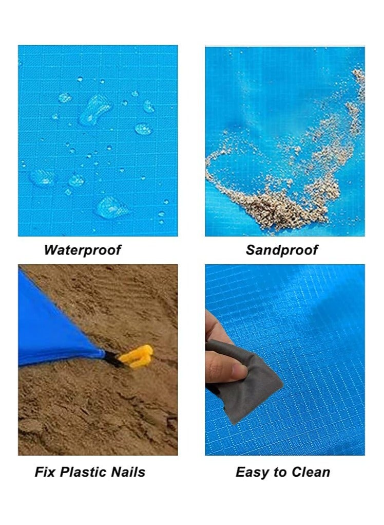 Excefore بطانية شاطئ، بطانية نزهة مصغرة بحجم كبير، مقاومة للرمال، مقاومة للماء 83"×79"، خفيفة الوزن، محمولة، قابلة للتعبئة، ملحقات للتخييم والمشي في الهواء الطلق - Image 4