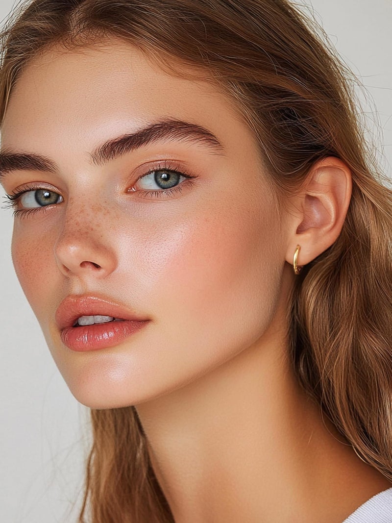 ChicSilver 14K Gold Plated Huggie Hoop Earrings Small Gold Plated Huggie Earrings for Women 12MM Hoop Earrings Hypoallergenic Huggies Earrings for Women - Image 2