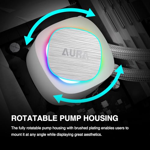 GAMDIAS AURA GL240 V2 240mm AIO Liquid CPU Cooler, Rotatable Pump Cover, 2 x 120mm Hidden Cable ARGB PWM Fans, Daisy-Chained, Support Low-Noise PWM & ARGB Sync, Intel LGA 1851/1700, AMD AM5/AM4, White - Image 4