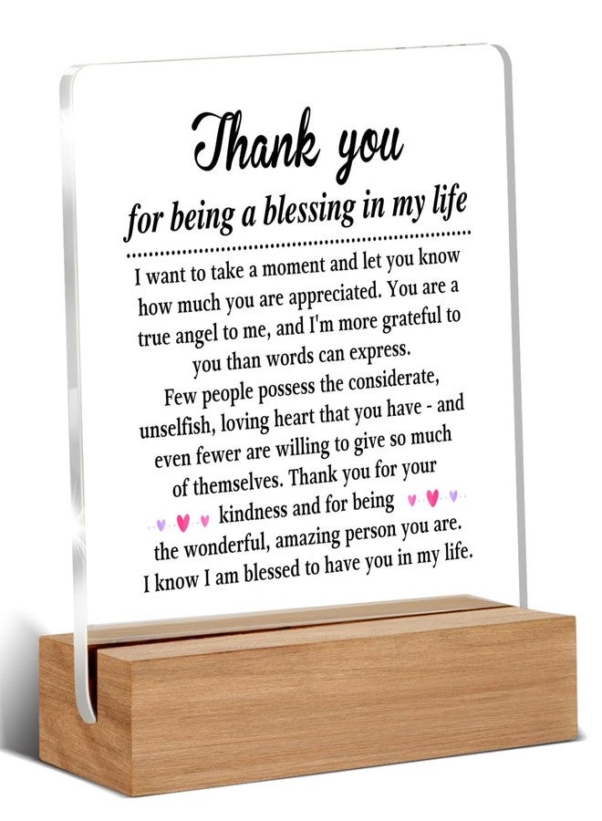 WEZADUK Thank You Gifts for Women Men Friends Besties, Special Appreciation Gifts, Thank You for Being A Blessing in My Life Home Office Decorative Signs Plaque for Desk - Image 1