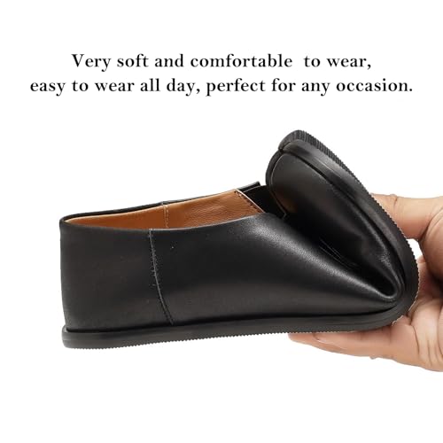 UBWDU Black Tabi Ballet Flat Shoes for Women Slip on Split Toe Ballerina Flats Low Heel Wide Width Dressy Comfortable Casual Shoes Size 9 - Image 4