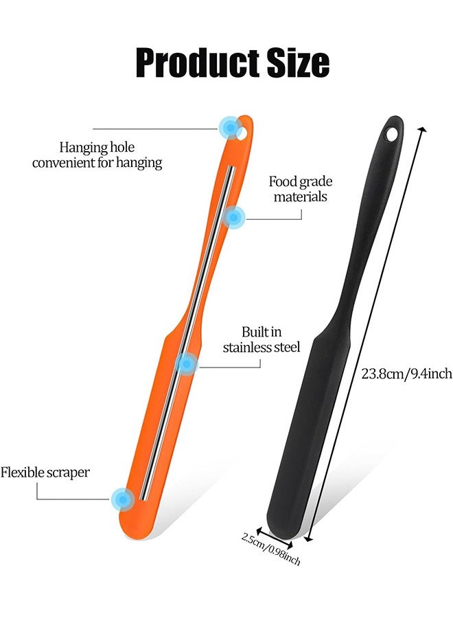 Urit 3 Pcs Silicone Spatula, Heat Resistant Jam applicator with Long Handle, Cooking Baking Stirring Mixing Tools (Blue, Orange, Black)  - Image 2