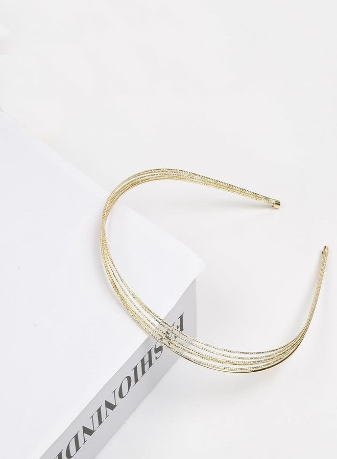 GERILKAI 2 Pack Multi Layers Metal Headbands for Women-Gold Headband,Elegant Hairbands,Gold Hair Accessories,Headpiece Hair Accessories for Girls - Image 4