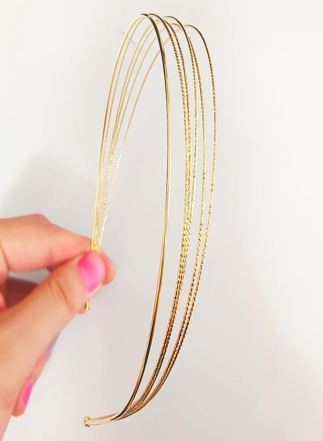 GERILKAI 2 Pack Multi Layers Metal Headbands for Women-Gold Headband,Elegant Hairbands,Gold Hair Accessories,Headpiece Hair Accessories for Girls - Image 1