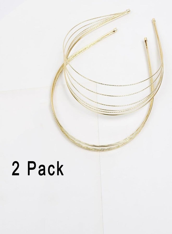 GERILKAI 2 Pack Multi Layers Metal Headbands for Women-Gold Headband,Elegant Hairbands,Gold Hair Accessories,Headpiece Hair Accessories for Girls - Image 3