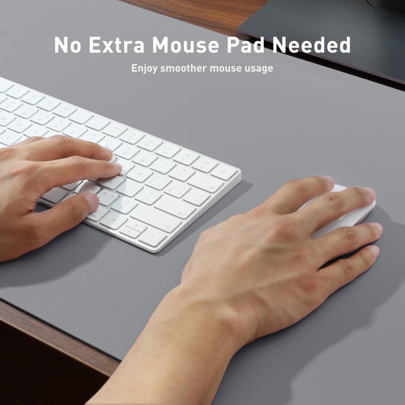 Aothia Leather Desk Pad Protector, Mouse Pad, Office Desk Mat, Non-Slip PU Leather Desk Blotter, Laptop Desk Pad, Waterproof Desk Writing Pad for Office and Home (36" x 17", Light Grey) - Image 4