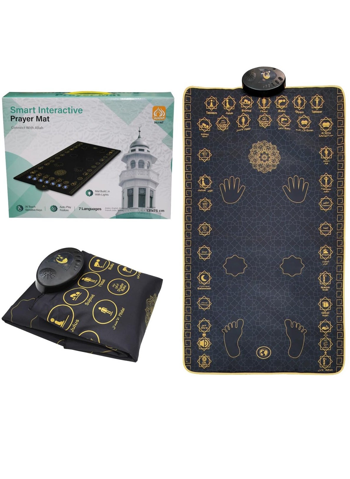 Somerfield Somer Field - Kids Educational Smart Prayer Mat Ramadan for Kids Educational Prayer Easy & Interactive Prayer Rug for Kids (110*70cm） 