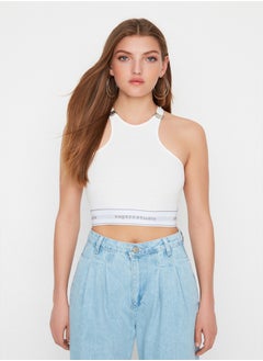 trendyol Sagaza Studio White Metal Accessory Detailed Knitted Bustier TPRSS22BS00019  - Image 1