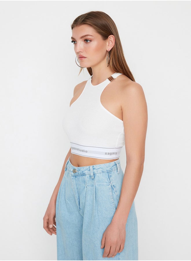 trendyol Sagaza Studio White Metal Accessory Detailed Knitted Bustier TPRSS22BS00019  - Image 3