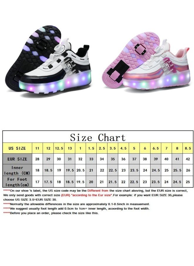 GGEROU - Roller Skates Kids Roller Shoes Boys Girls Sneakers with Wheels Flashing Sport Sneaker Rechargeable Roller Skates Children's Gift Black - Image 1