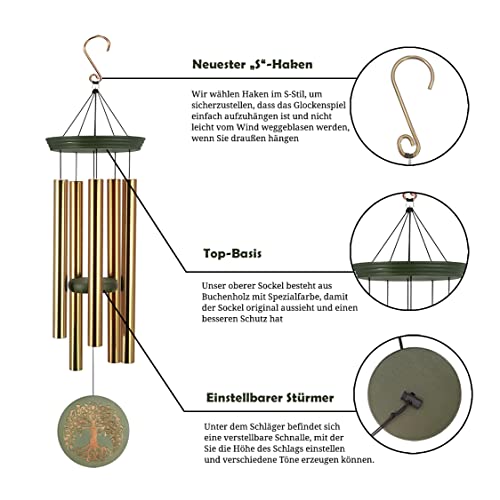 ASTARIN Wind Chimes for Outside,Outdoor Wind Chimes for Mother & Grandma - Large Garden Hanging Decor with Tree of Life Engraving, Perfect for Yard, Home, Christmas, Birthdays - Image 4