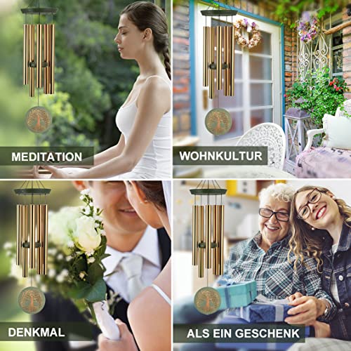 ASTARIN Wind Chimes for Outside,Outdoor Wind Chimes for Mother & Grandma - Large Garden Hanging Decor with Tree of Life Engraving, Perfect for Yard, Home, Christmas, Birthdays - Image 5