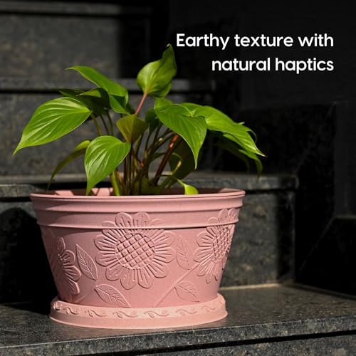 Eha Earth Friendly Nile Planter 9.5 inch Planters for Home Decor| Bamboo Based Plant Pot | Pack of 4 | UV Protected Pot for Plant | Flower Pot for Living Room, for Outdoor and Indoor | Innocent - Image 4