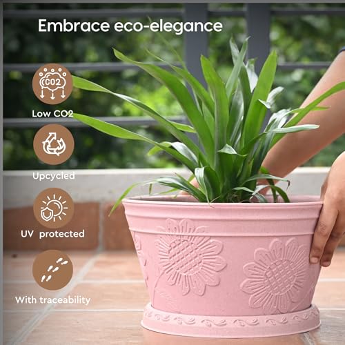 Eha Earth Friendly Nile Planter 9.5 inch Planters for Home Decor| Bamboo Based Plant Pot | Pack of 4 | UV Protected Pot for Plant | Flower Pot for Living Room, for Outdoor and Indoor | Innocent - Image 3