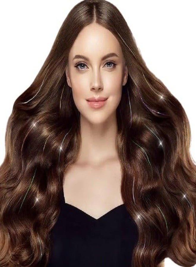 AKADO - Hair Tinsel Pack of 4 Pcs Wig Clip in Hair Tinsel1 Pc, 42 Inch 200 Strands Glitter Tinsel Hair Extensions Sparkling Shiny Hair Tinsel Strands for Women Girls Kids (SILVER, 47) - Image 1