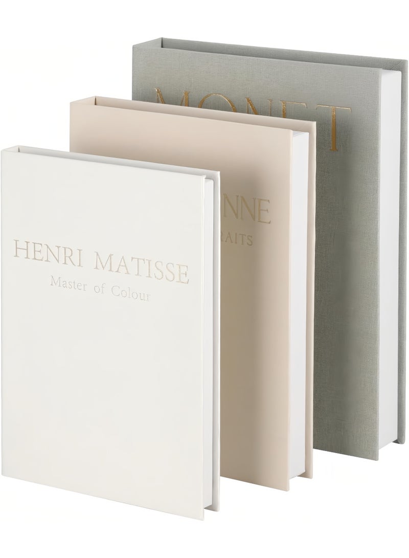 Decorative Books Set of 3, Beautiful Linen Boxes Decor Coffee Table Bookshelf or Mantle, Aesthetic Fake Books for Modern Home Decoration, Storage Box - Image 1