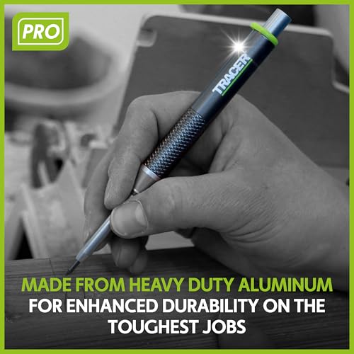 Tracer Pro Aluminum Deep Hole Construction Pencil - Durable Mechanical Carpenter Pencils Set with Sharpener & 6 Replacement Leads Holster Woodworking Marking Tool Contractor Pencil Kit - Image 5