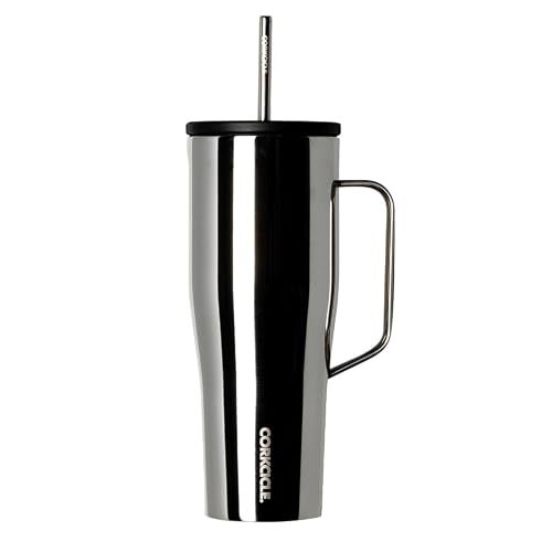 Corkcicle Cold Cup XL Insulated Tumbler with Handle Lid  Straw Tungsten 30 oz  Reusable Cupholder Friendly Water Bottle Keeps Drinks Cold 12hrs