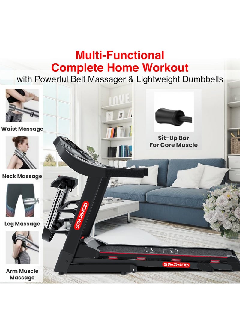 Sparnod Fitness STH-3500 (4 HP Peak) Automatic Treadmill - Foldable Motorized Running Indoor Treadmill for Home Use - Image 5