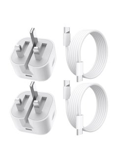 Pack of 2 20W USB C Fast Chargers for   iPhone Charger, 1.5M Cable and Plug for iPhone 11 X XS XR 8 7 SE 6 6S 5 5S 5C 12 13 14 Pro Max Mini, iPad, AirPods, USB UK Wall Charging Adaptor Cord Lead