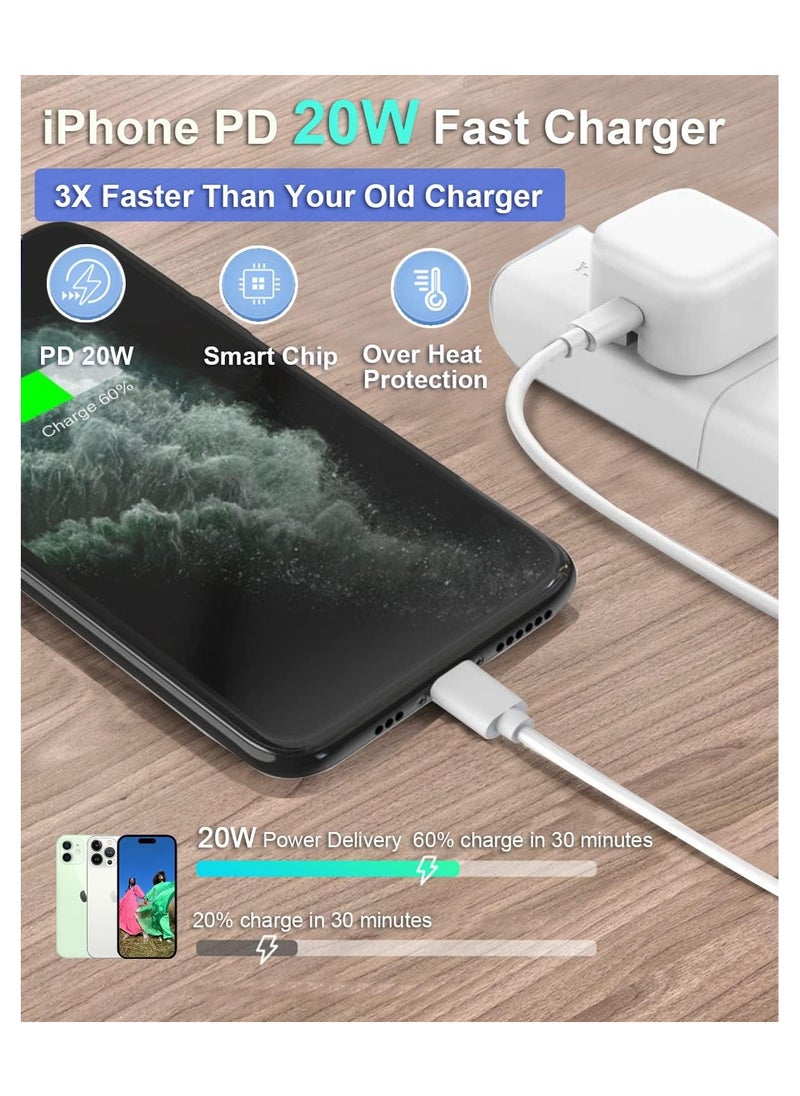 Generic - Pack of 2 20W USB C Fast Chargers for   iPhone Charger, 1.5M Cable and Plug for iPhone 11 X XS XR 8 7 SE 6 6S 5 5S 5C 12 13 14 Pro Max Mini, iPad, AirPods, USB UK Wall Charging Adaptor Cord Lead - Image 1