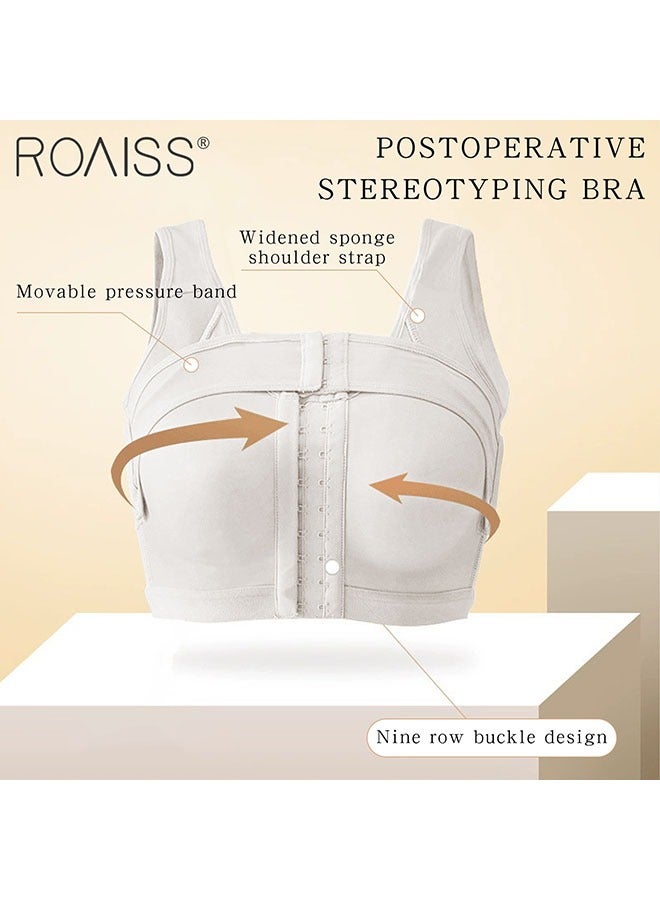 roaiss Women's Postpartum Adjustment Bra Front Buckle Shaped Gathered Underwear Equipped With A Movable Pressure Band - Image 4