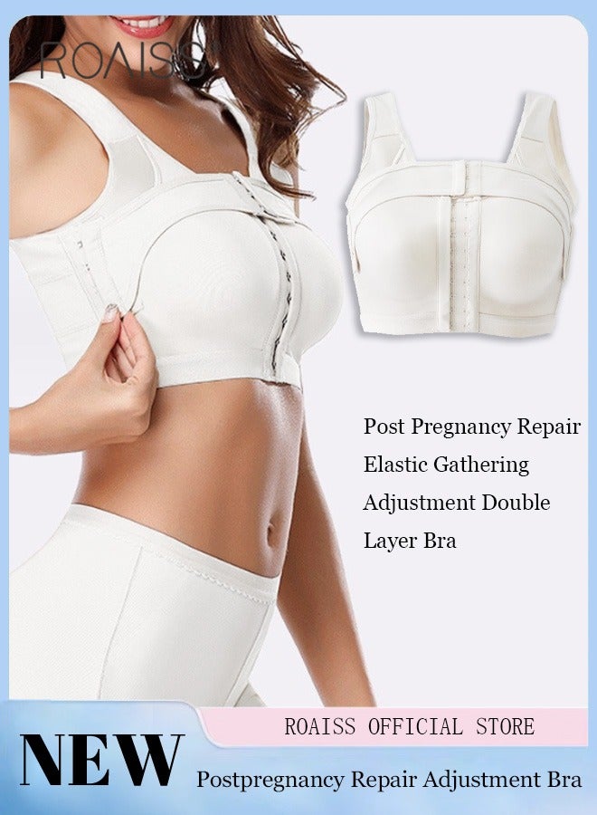 roaiss Women's Postpartum Adjustment Bra Front Buckle Shaped Gathered Underwear Equipped With A Movable Pressure Band - Image 1