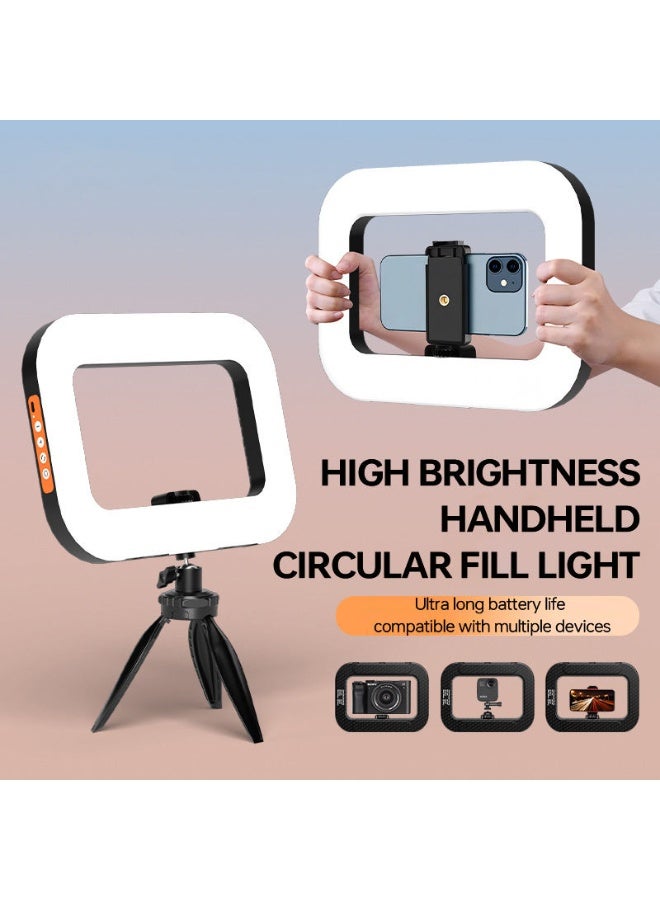 إضاءة حلقية LED، جهاز تصوير فيديو للهواتف الذكية، إضاءة حلقية مربعة محمولة مع جهاز تحكم عن بعد بتقنية البلوتوث، منفذ توسيع قاعدة التثبيت للبث المباشر والتصوير الفوتوغرافي وإنشاء المحتوى، لون أسود - Image 2