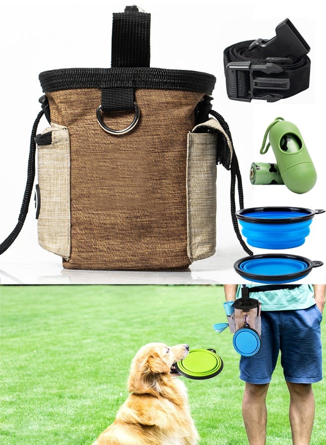 TAPIT Dog Treat Training Pouch Hands-Free Dog Training Bag with Poop Bag Dispenser & Collapsible Bowl Waterproof Dog Walking Fanny Pack for Puppy Training & Outdoor - Image 1