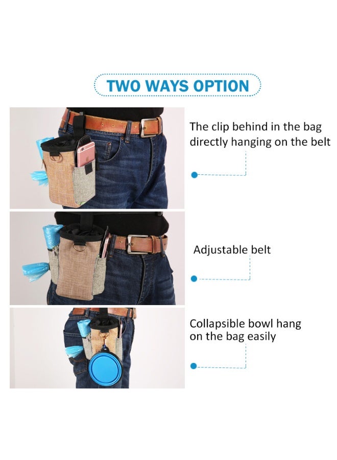 TAPIT Dog Treat Training Pouch Hands-Free Dog Training Bag with Poop Bag Dispenser & Collapsible Bowl Waterproof Dog Walking Fanny Pack for Puppy Training & Outdoor - Image 3