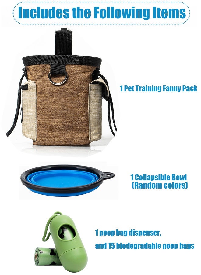 TAPIT Dog Treat Training Pouch Hands-Free Dog Training Bag with Poop Bag Dispenser & Collapsible Bowl Waterproof Dog Walking Fanny Pack for Puppy Training & Outdoor - Image 4