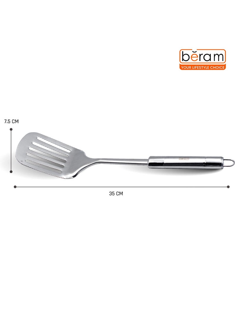 Beram Stainless Steel Turner, Matte Finish Cooking Utensils, Slotted Spatula, Kitchen Tools, 100% Food Grade, Cooking Spoon for Pancakes and More Silver - Image 5